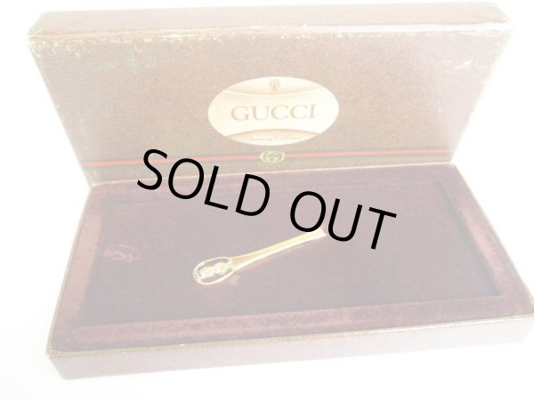 Photo1: GUCCI Vintage Gold Plated Necktie Pin Necktie Clip #a102