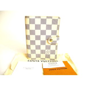Photo: LOUIS VUITTON Damier Azur Document Holder Small Ring Agenda Cover #a103