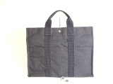 Photo: HERMES Gray Canvas Her Line Hand Bag Tote Bag MM Purse #a104