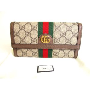 Photo: GUCCI GG DIY Ophidia Brown Leather Web Strip Continental Wallet #a106