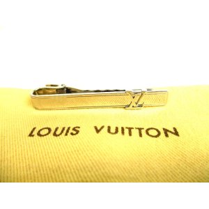 Photo: LOUIS VUITTON Silver Steel LV Motif Necktie Pin Tie Clip #a108