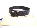 Photo: LOUIS VUITTON Monogram Eclipse Taiga Black LV Initales 40MM Reversible Belt #a111