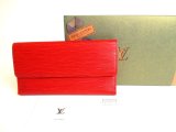 Photo: LOUIS VUITTON Epi Red Leather Flap Long Wallet International #a113