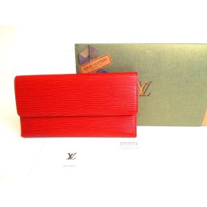 Photo: LOUIS VUITTON Epi Red Leather Flap Long Wallet International #a113