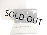 Photo: BALENCIAGA Star Motif Black Leather Trifold Mini Wallet #a114