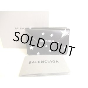 Photo: BALENCIAGA Star Motif Black Leather Trifold Mini Wallet #a114