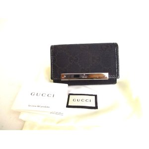 Photo: GUCCI GG Black Canvas and Leather 6 Pics Key Cases #a117