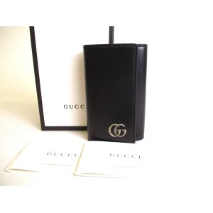 Photo: GUCCI GG Marmont Black Leather Silver H/W 6 Pics Key Cases #a118