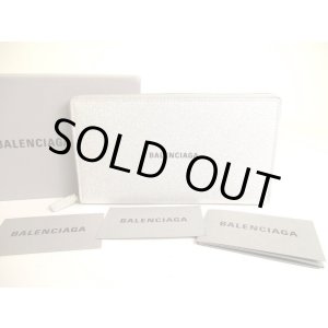 Photo: BALENCIAGA Everyday Silver Glitter Leather Round Zip Wallet #a119