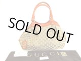 Photo: GUCCI GG Canvas Camel Brown Leather Hand Bag Tote Bag Purse #a124