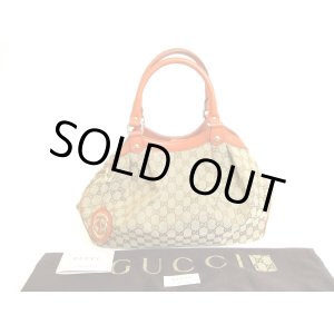 Photo: GUCCI GG Canvas Camel Brown Leather Hand Bag Tote Bag Purse #a124