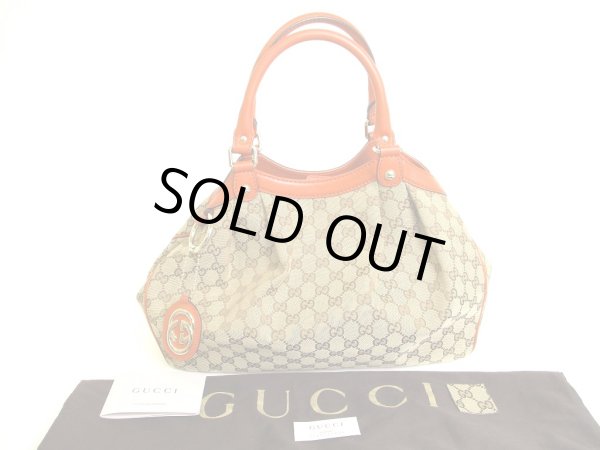 Photo1: GUCCI GG Canvas Camel Brown Leather Hand Bag Tote Bag Purse #a124