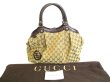 Photo1: GUCCI GG Canvas Dark Brown Leather Hand Bag Tote Bag Purse #a125