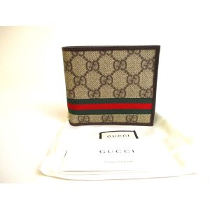 Photo: GUCCI GG Coating Canvas Leather Bifold Wallet Compact Wallet #a129