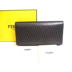 Photo: FENDI Micro FF Logo Bkack Leather Long Wallet Flap Wallet Continental Wallet #a136