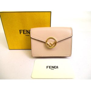 Photo: FENDI F IS FENDI FF Beige Leather Gold H/W Micro Trifold Wallet #a137