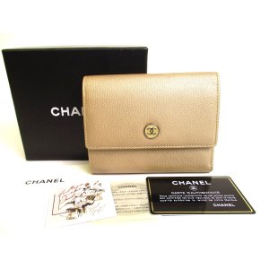 Photo: CHANEL CC Logo Beige Leather Bifold Flap Wallet Purse #a140