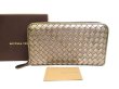 Photo1: BOTTEGA VENETA Intrecciato Metallic Silver Leather Round Zip Wallet Purse #a141