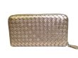 Photo2: BOTTEGA VENETA Intrecciato Metallic Silver Leather Round Zip Wallet Purse #a141