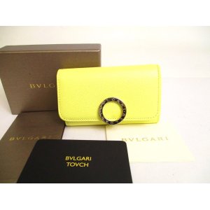 Photo: BVLGARI Light Yellow and Orange Leather Logo Clip 6 Pics Key Cases #a144