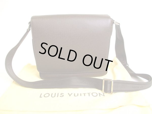 Photo1: LOUIS VUITTON Taiga Dark Brown Leather Crossbody Bag Loman PM #a149