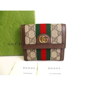 Photo: GUCCI Brown Leather Bifold Wallet Ophidia GG French Flap Wallet #a153