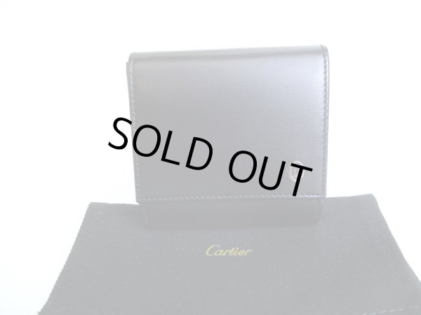 Photo1: Cartier Pasha de Cartier Black Leather Silver H/W Coin Purse #a155