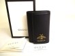 Photo1: GUCCI Bee Motif Black Leather 6 Pics Key Cases #a159