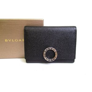 Photo: BVLGARI Logo Clip Black Leather Business Card Case Card Holder #a165