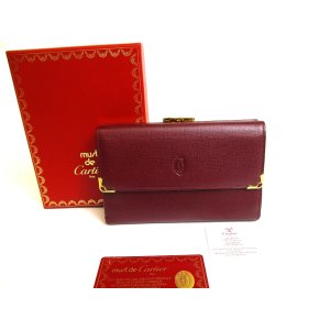 Photo: Cartier Must de Cartier Bordeaux Leather Trifold Wallet #a173