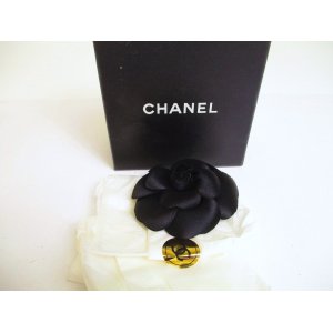 Photo: CHANEL Camelia Black Canvas Corsage Brooch #a175