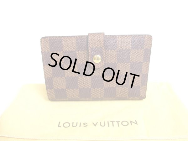 Photo1: LOUIS VUITTON Damier Brown Leather Bifold Wallet Viennois #a185