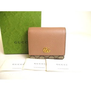 Photo: GUCCI Double G Dusty Pink Leather Bifold Wallet Compact Wallet #a188