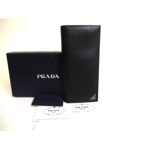Photo: PRADA Saffiano Black Leather Bifold Long Flap Wallet #a189