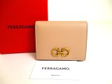 Photo: Salvatore Ferragamo Gancini Beige Leather Gold H/W Bifold Wallet #a194