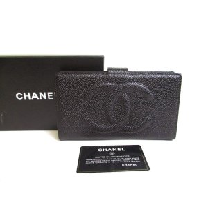 Photo: CHANEL Vinage CC Logo Black Leather Bifold Long Wallet Purse #a198