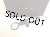 Photo: BOTTEGA BENETA Intrecciato Navy Blue Leather Key Chain Key Holder #a201