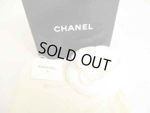 Photo1: CHANEL Vintage Camelia White Canvas Corsage Brooch #a202