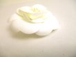 Photo2: CHANEL Vintage Camelia White Canvas Corsage Brooch #a202