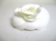 Photo4: CHANEL Vintage Camelia White Canvas Corsage Brooch #a202