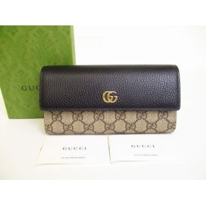 Photo: GUCCI Marmont G Black Leather Continental Wallet Flap Long Wallet #a206