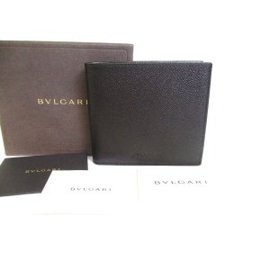 Photo: BVLGARI Black Leather Classico Bifold Wallet Compact Wallet for Men #a213