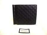 Photo: GUCCI Guccissima Black Leather Bifold Bill Wallet #a215