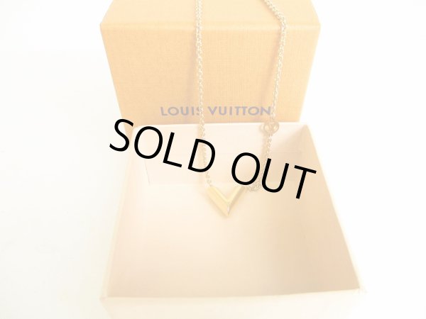 Photo1: LOUIS VUITTON Gold Plated Essential V Chain Necklace #a216