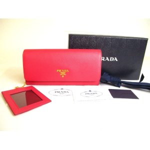 Photo: PRADA Saffiano Pink Leather Bifold Long Flap Wallet #a219