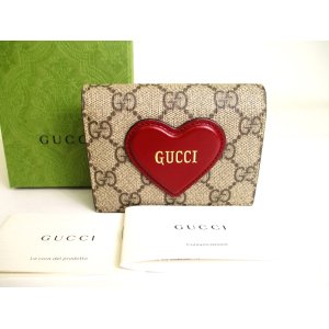 Photo: GUCCI GG Coating Canvas Leather Heart Motif Bifold Wallet Compact Wallet #a220