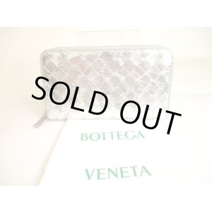 Photo: BOTTEGA VENETA Intrecciato Silver Patent Leather Round Zip Wallet Purse #a224