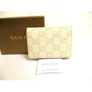 Photo: GUCCI GG Guccissima Pearl White Leather Card Holder #a230