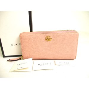 Photo: GUCCI Marmont GG Light Pink Leather Round Zip Long Wallet #a232