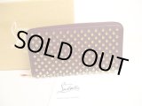 Photo: Christian Louboutin Panettone Bordeaux Leather Spikes Round Zip Wallet #a236